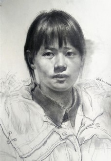 素描女青年人头像