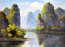 桂林山水 水彩画