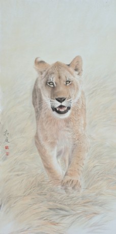 吴孔庭走兽高清工笔画狮子