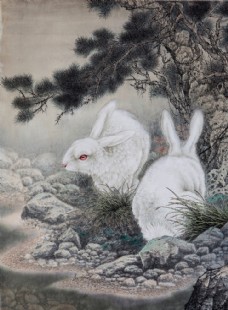 吴孔庭走兽高清工笔画兔子