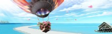 夏日夏天热气球大海报背景素材