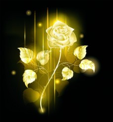 3d数码花纹金色玫瑰