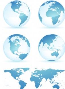 蓝色科技背景蓝色地球和世界地图