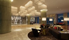 酒店大堂休息区3D效果图模型