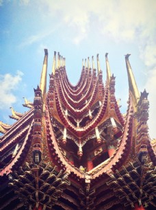 寺庙 天空 泰国风情
