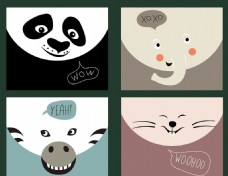 动物表情4个动物头像表情