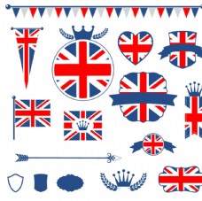 丝带箭头英国国旗元素标签矢量素材