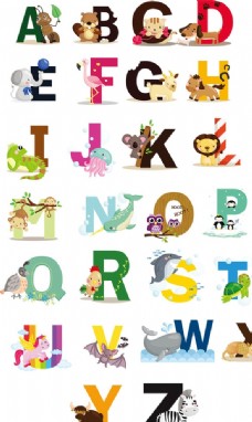 字体卡通动物字母