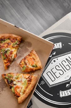 披萨食物logo智能贴图模版