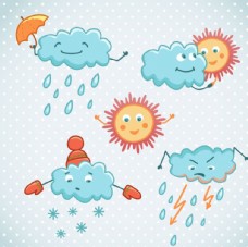 天气卡通可爱云朵云彩闪电太阳雨