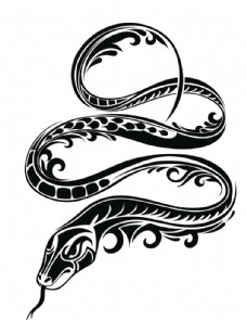 黑白剪影 矢量素材 图案 蛇