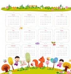 童年松鼠儿童2016年日历表