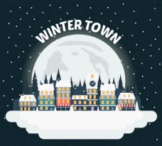 卡通冬季城市平安夜海报背景