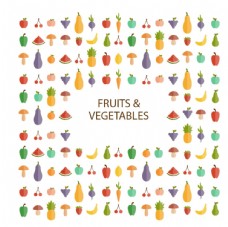 蔬菜与水果清新水果与蔬菜背景矢量图
